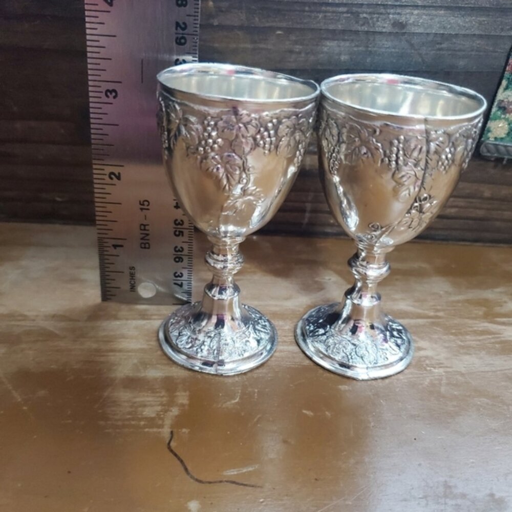 Mini vintage silverplated Japan goblets